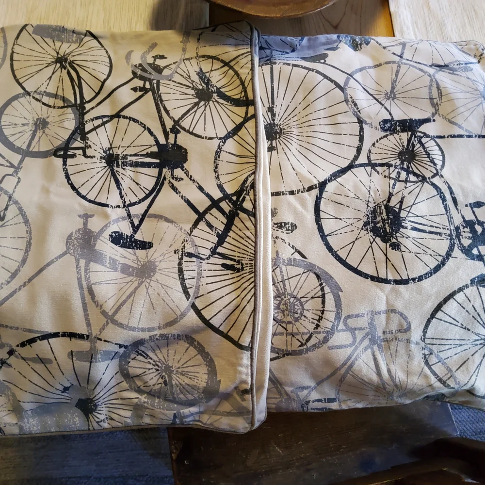 Restoration Hardware Bicycle Print Pillow Shams Set of 2 EUC